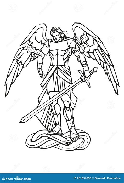 Hand Drawn Illustration Of Saint Michael Stock Vector Illustration Of