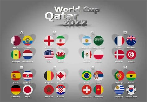 3d illustration groups of World Cup Qatar 2022 championship. All 32 ...