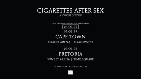 Cigarettes After Sex And Big Concerts Proudly Announce New Cape Town Date Added To The Xs
