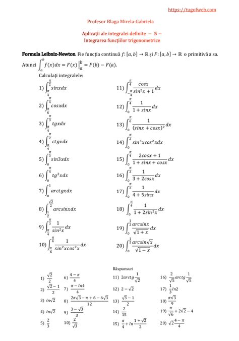 Aplicatii Ale Integralei Definite 5 Integrarea Functiilor