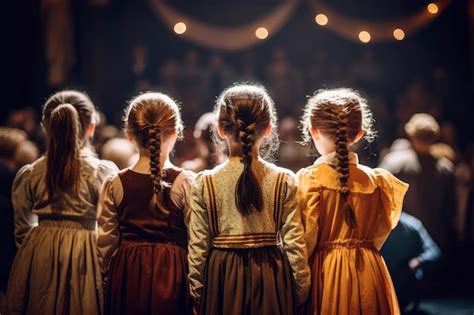 Premium Ai Image Childrens Theater Group In Beautiful Clothes Stands
