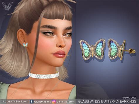 The Sims Resource Glass Wings Butterfly Earrings