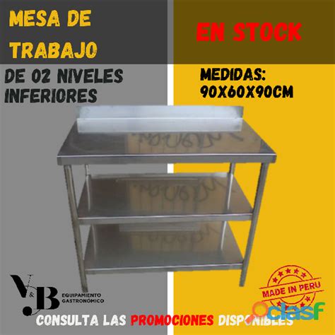 Mesa de trabajo con dos niveles inferiores vyb equipamiento en Perú