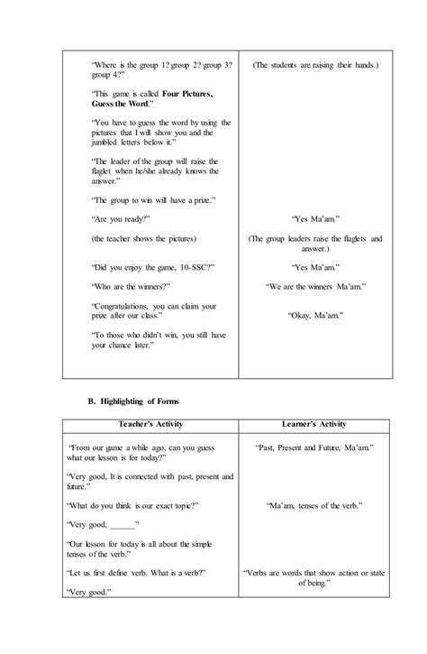 Verb Tenses Lesson Plan