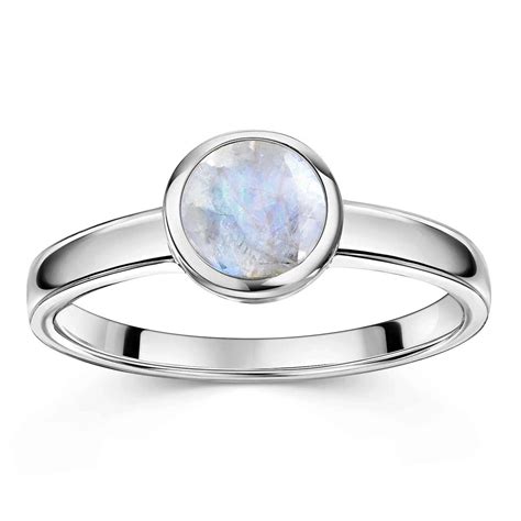 Ring Mit Mondstein Damen Silber Wei Rund Facettiert Materia Schmuck