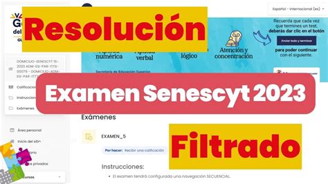 Resolución Examen Senescyt 2023 Filtrado Youtube