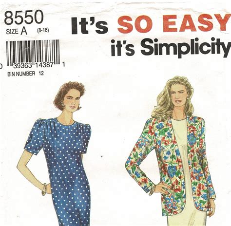 Simplicity Easy Slim Dress Lined Jacket Woman Sewing Pattern