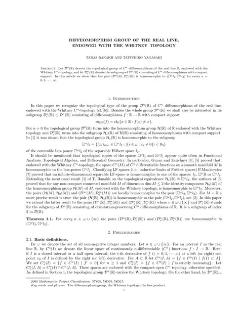 (PDF) Diffeomorphism group of the real line, endowed with the Whitney topology