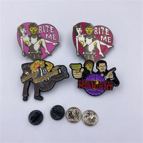 Cartoon Couple Bite Me Threat Level Midnight Enamel Pin China Enamel