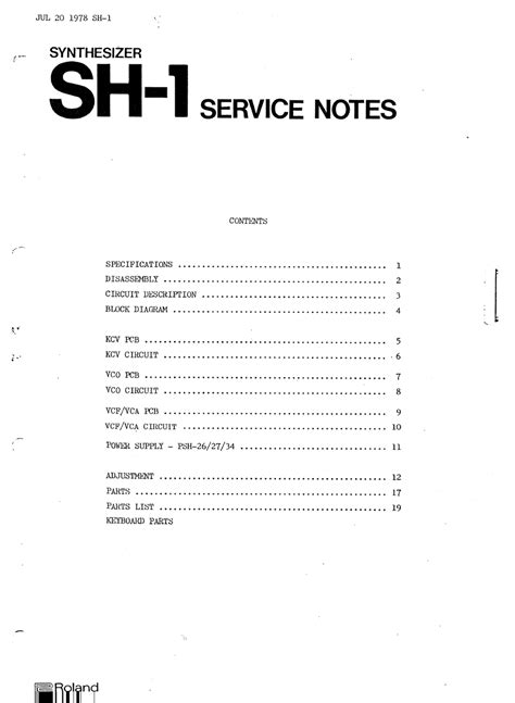 ROLAND SH-1 SERVICE NOTES Pdf Download | ManualsLib