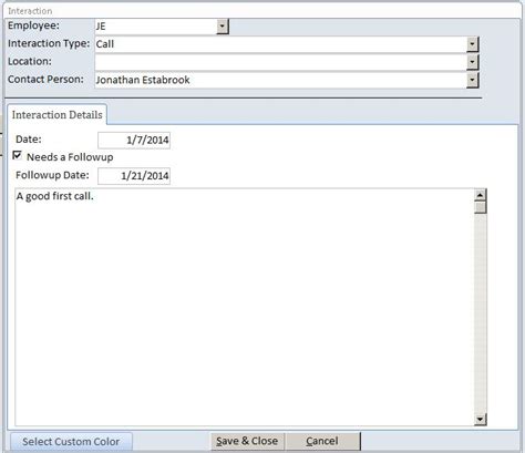 Call Log Interaction Tracking Template Tracking Database