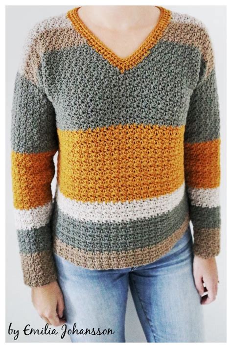 Easy Crochet V Neck Sweater Free Patterns