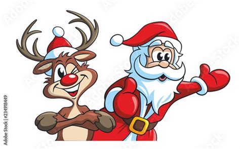 Cartoon Rudolf Das Rentier Und Santa Der Weihnachtsmann Stock