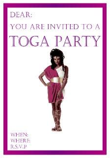 Free Toga Party Invitations - Printables - College Party