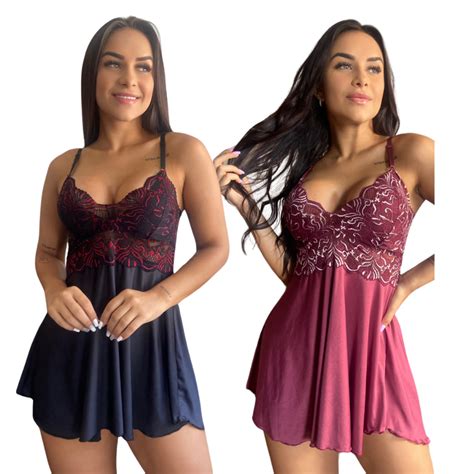 Kit Camisolas Feminina Sensual Sem Bojo Luxo Rendada Lingerie Linha Noite Revenda Pijama