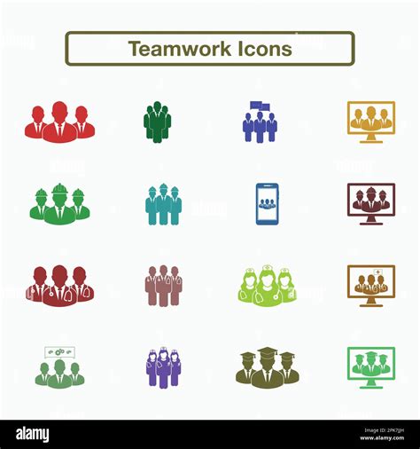 Teamwork Icon Set Flat Style Vector Eps Stock Vector Image And Art Alamy