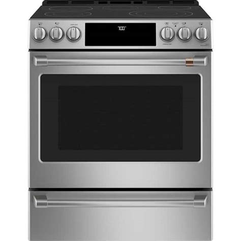 Cafe 30 In 5 Burner Element Smart Slide In Electric Range In Stainless