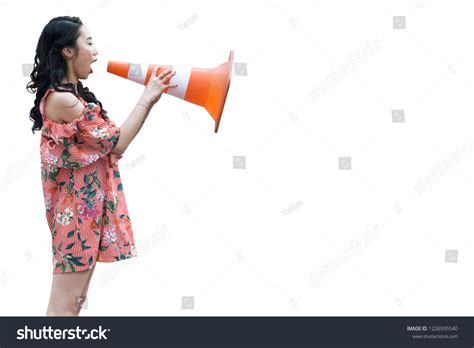 Beautiful Asian Woman Speaking Loudspeaker On库存照片1226935540 Shutterstock