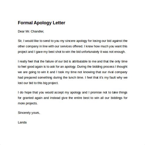 8 Sample Formal Apology Letters To Download Sample Templates