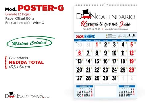 Calendario Publicitario Poster Grande