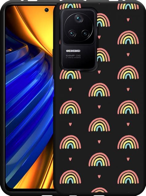 Poco F4 Hoesje Zwart Regenboog Patroon Designed By Cazy Bol