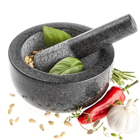 Kota Japan Large Black Granite Mortar Pestle Natural Stone Grinder