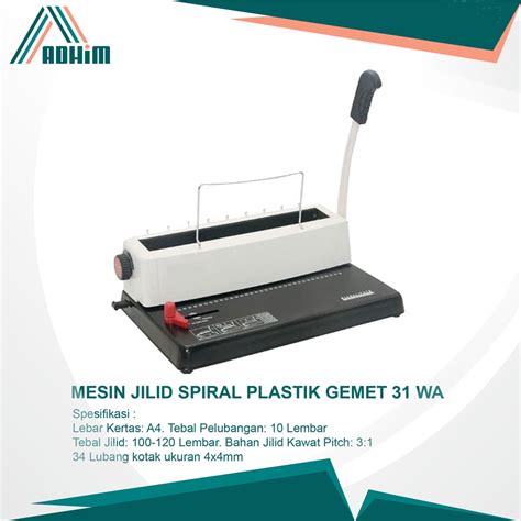 Jual Mesin Jilid Spiral Plastik GEMET 31 WA Asli Dan Bergaransi