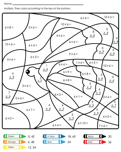 Printable Color By Number Math