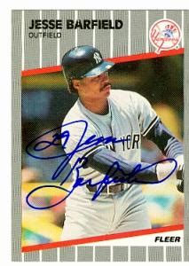 Jesse Barfield Autographed Baseball Card New York Yankees Fleer