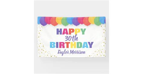 Happy Birthday Custom Year Name Colorful Balloons Banner