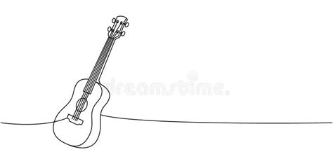 Acoustic Guitar String Instrument One Line Continuous Drawing Musical Instruments Continuous