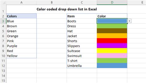 T O Danh S Ch Th Xu Ng C M U Trong Excel V Google Sheets Create