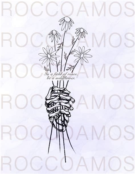 Skeleton Hand Holding Wildflowers Png Leafs Flowers Floral Hands