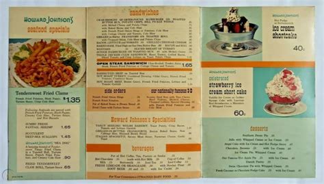 Vintage Menus Everybody Eats Howard Johnsons Vintage Menu Menu