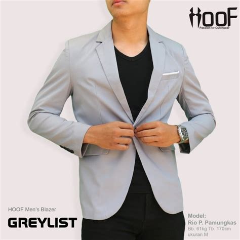 Jual Blazer Pria Greylist Jas Abu Cowok Formal Casual Simple Kantor