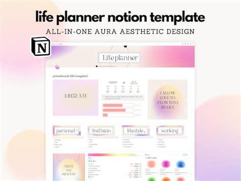 Life Planner Notion Template Aesthetic Notion Dashboard Etsy Canada