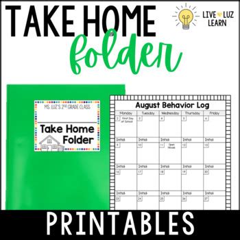 Editable Take Home Folder Behavior Logs Labels Printables More