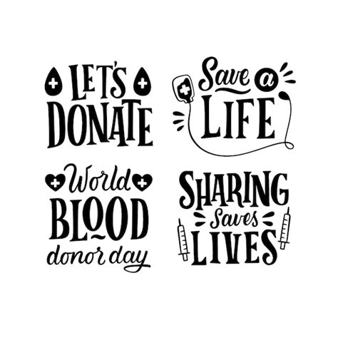 Premium Vector Monochrome Lettering World Blood Donor Day Stickers