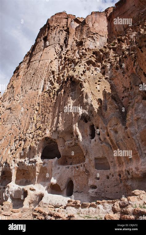 Ancestral Pueblo Cave Dwellings In Bandelier National Monument New