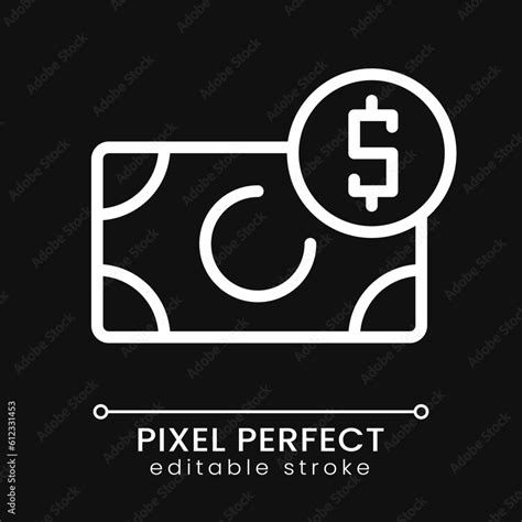 Incoming Money Pixel Perfect White Linear Icon For Dark Theme