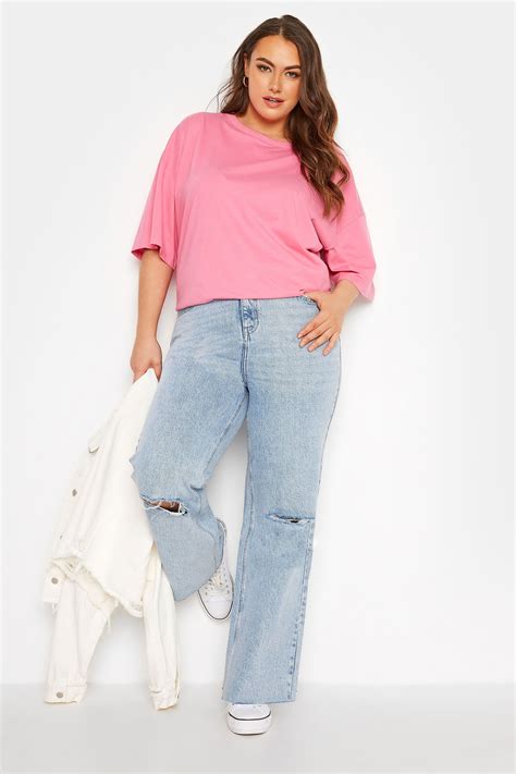 Yours For Good Plus Size Bleach Blue Ripped Knee Wide Leg Jeans Yours Clothing