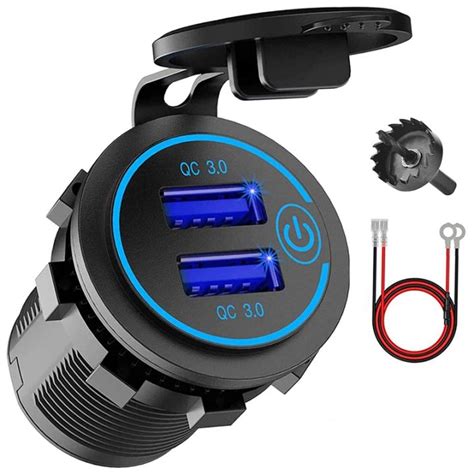 V Usb Outlet Dual Qc Usb Car Charger With Switch W Usb