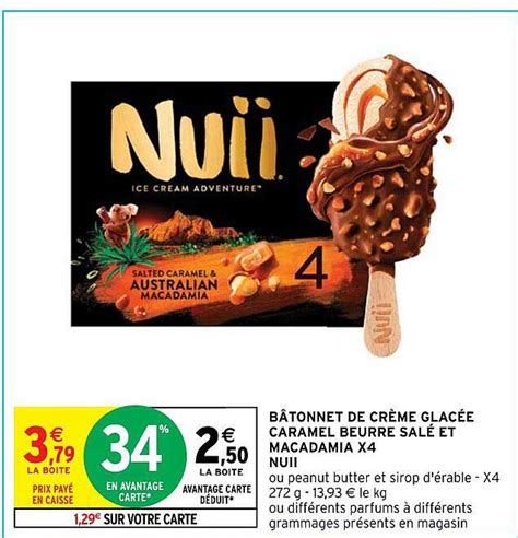 Promo Bâtonnet De Crème Glacée Caramel Beurre Salé Et Macadamia X 4