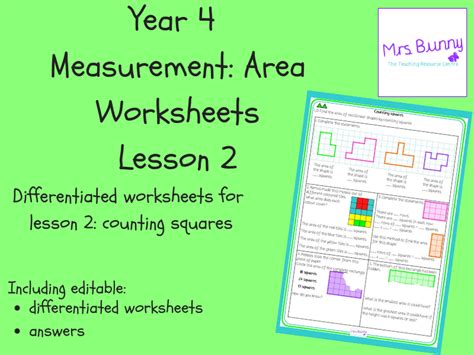 2 Measurement Area Counting Squares Worksheets Y4 Teaching Resources