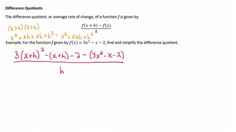 Difference Quotient Youtube