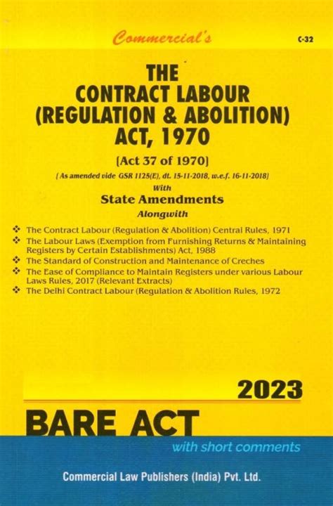 The Contract Labour Regulation And Abolition Act 1970 Edition 2023 Buy