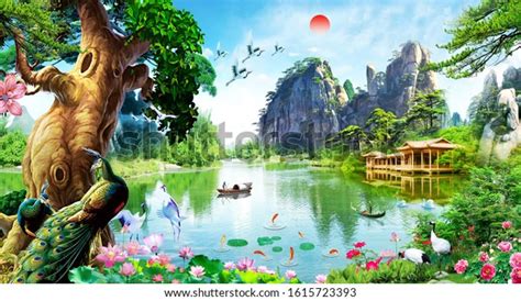 3d Nature Water Animals Wallpaper Stock Illustration 1615723393 ...