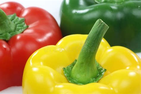 Pimentas De Sino Vermelhas Amarelas E Verdes Capsicum Foto De Stock