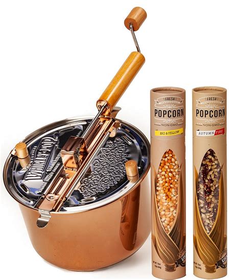 Wabash Valley Farms Copper Plated Whirley Pop Popcorn Maker With Farm Fresh Gourmet Popcorn