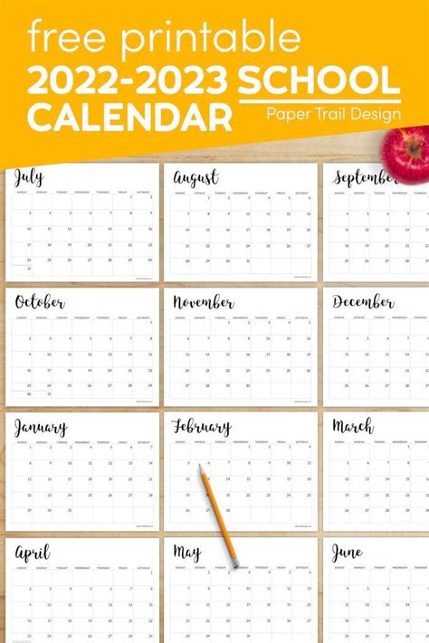 Print this 2022-2023 school calendar in Sunday start or Monday start ...